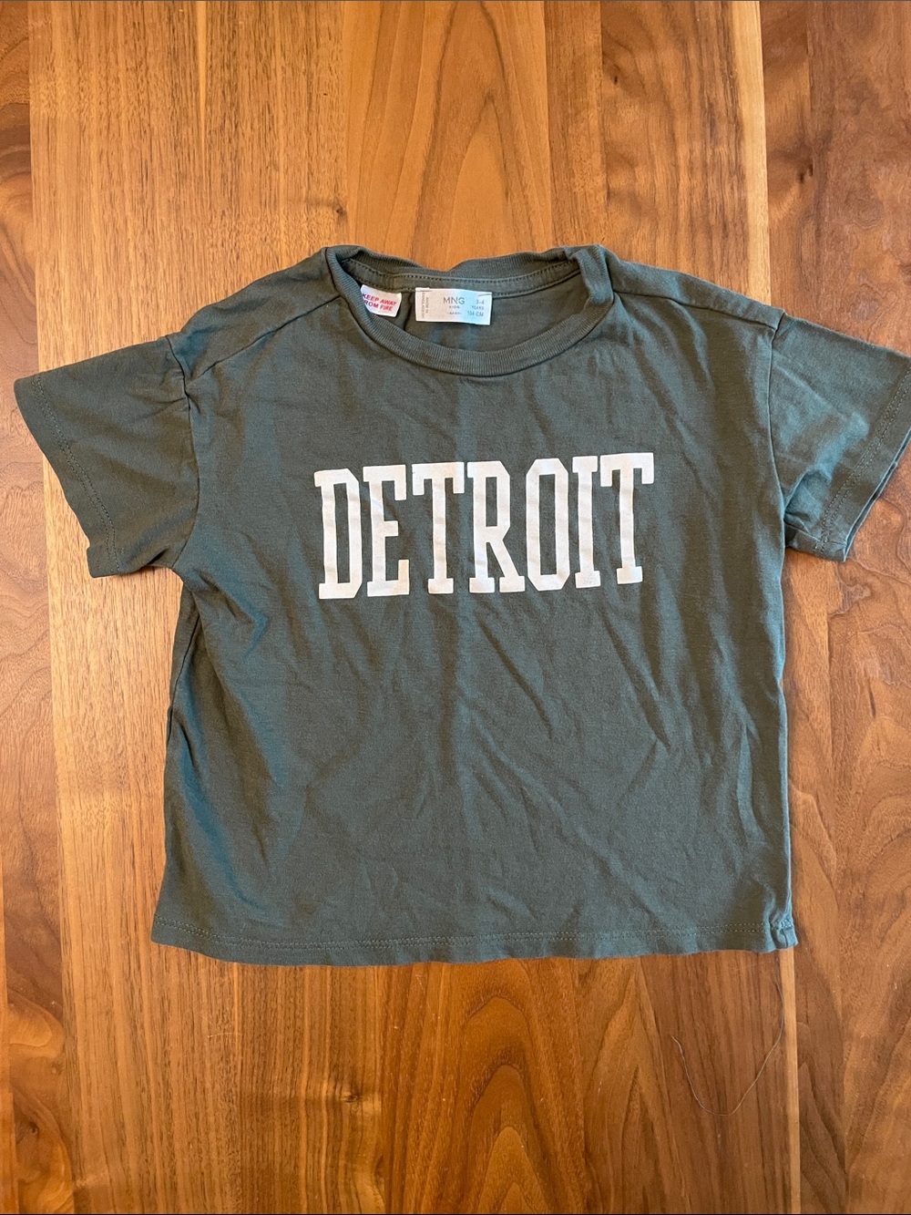 Mango Olive Green "DETROIT" Graphic Kids Tee